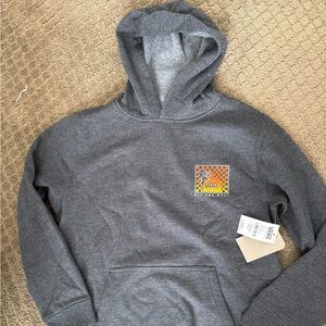 New vans sweatshirt hoodie boys kids dark grey large graphic logo skatebaord